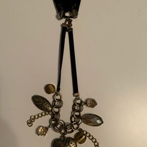 Brass and crystal necklace and earrings.